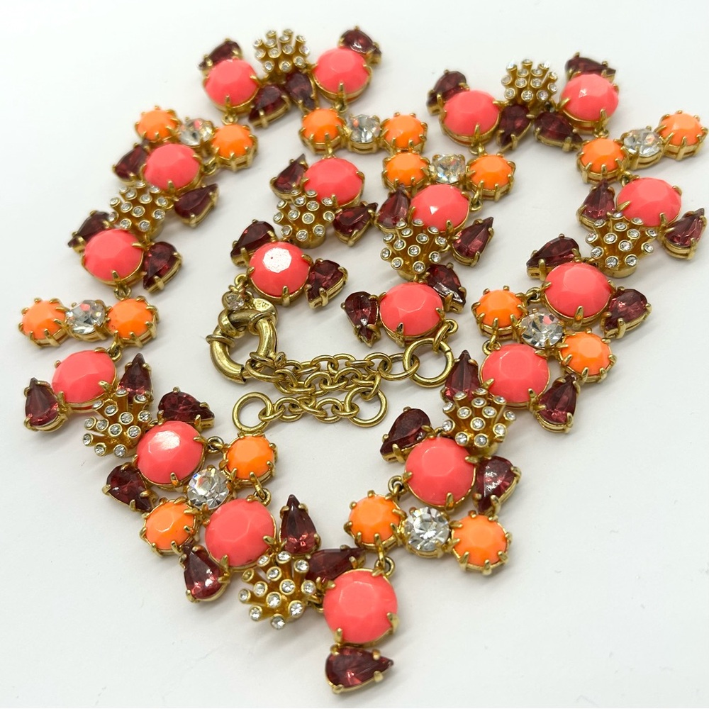 J. Crew Coral Orange Jeweled Necklace